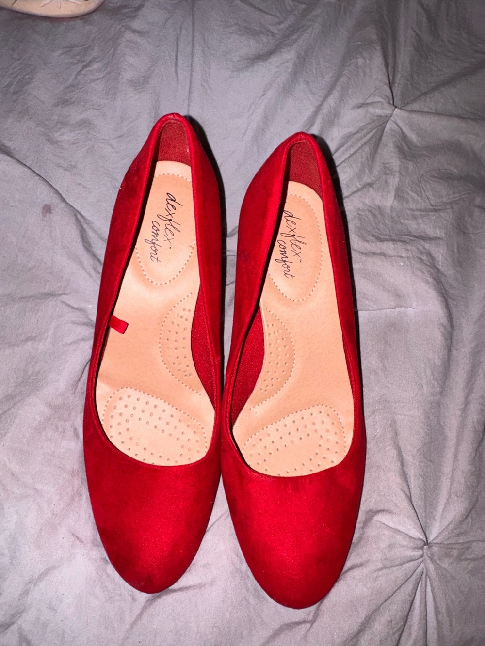 dexflex comfort Red Suede-Look Slip-On Ballet Flats